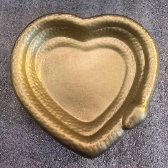 Heart Shaped Snake Serpent Gold Ashland Nevermore Ceramic Trinket Dish 5"x5" - Picture 2 of 7